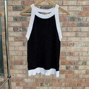 Ann Taylor Factory Black and Cream Knit Sweater Top